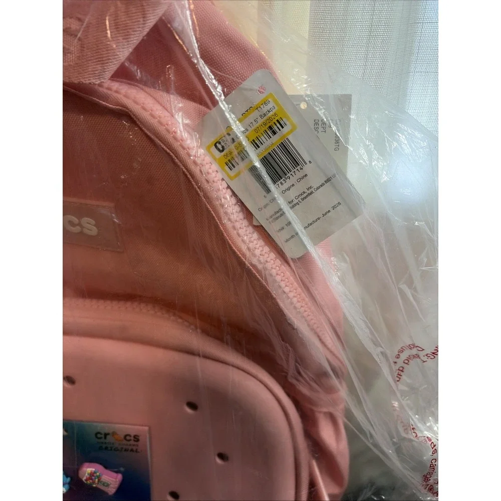 NWT Crocs Powder Pink Backpack Classic Nylon- Ready to Personalize School Bag